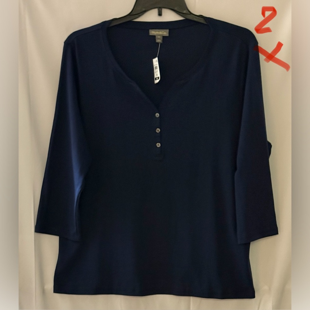 Style & Co. Navy Long Sleeve Top